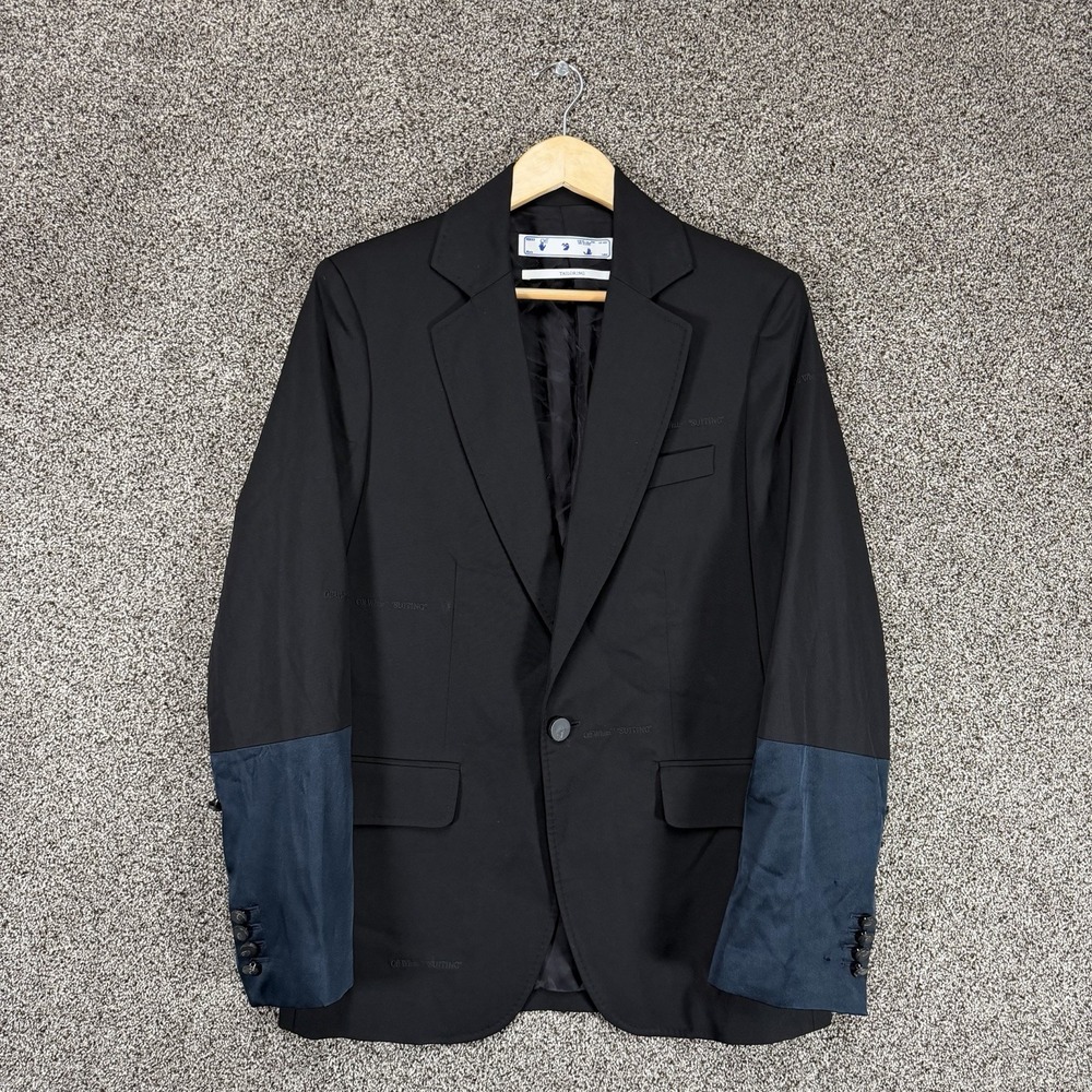 Authentic OFF-WHITE Parachute Sleeve Blazer Mens FITS 38R Black 100% Silk Italy